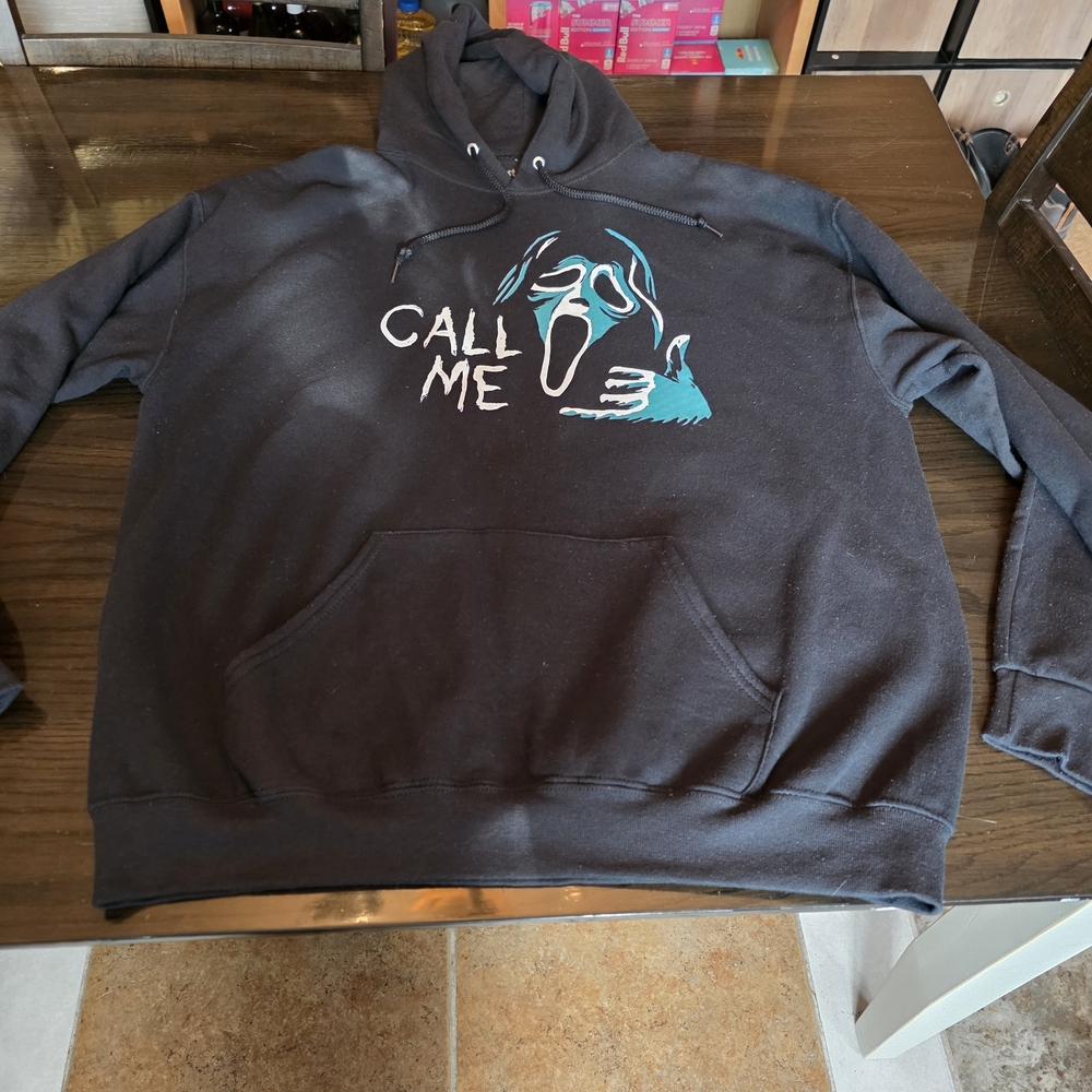 Ghost Face Black 'Call Me' Graphic Hoodie Size Xl